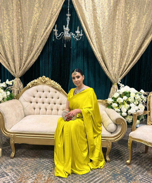 Handwoven Citrine Yellow Silk Saree