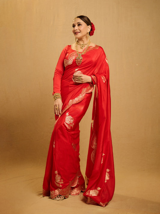 Handwoven Red Silk Saree