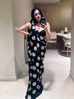 Handwoven Black Georgette Saree