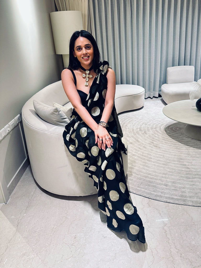 Handwoven Black Georgette Saree