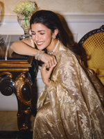 Handwoven Beige Tissue Saree