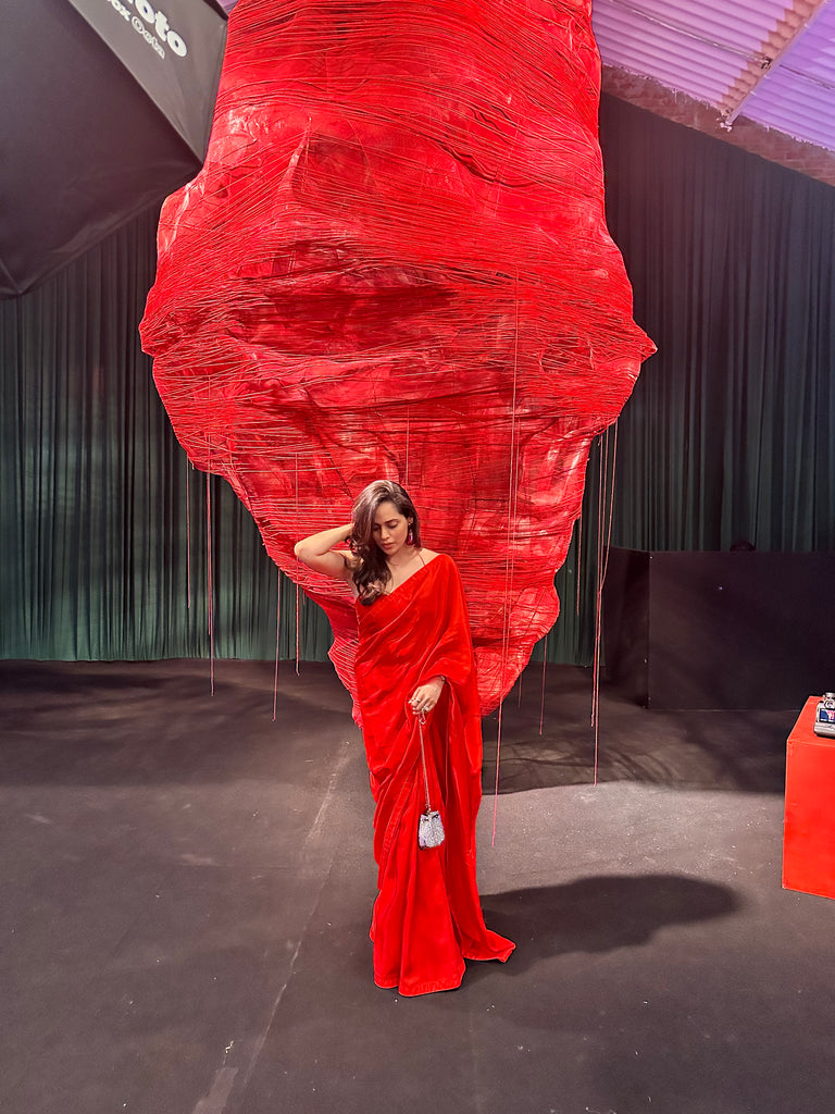 Handwoven Ruby Red Silk Saree