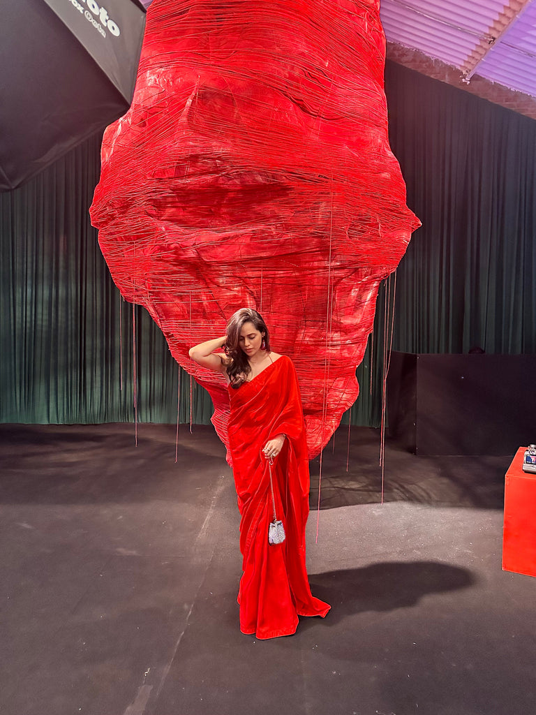 Handwoven Ruby Red Silk Saree