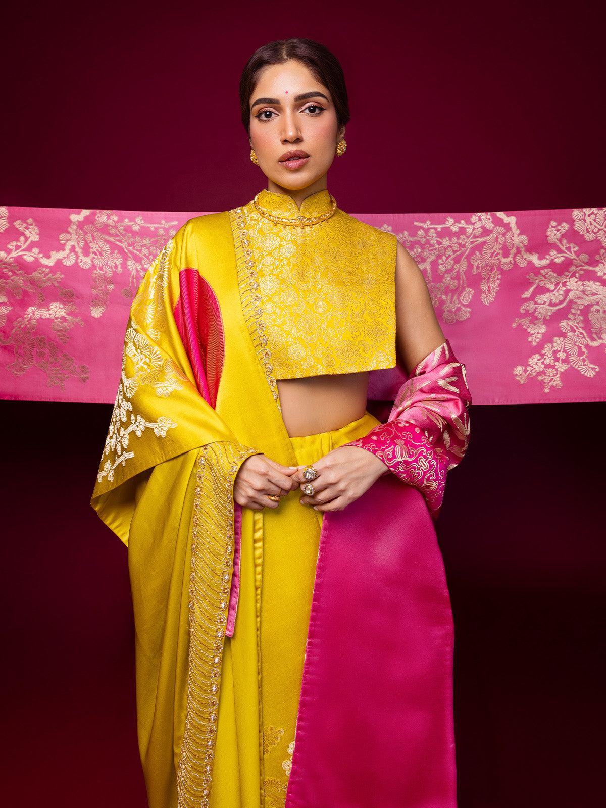 Handwoven Yellow Mashroo Silk Saree With Embroidered Border