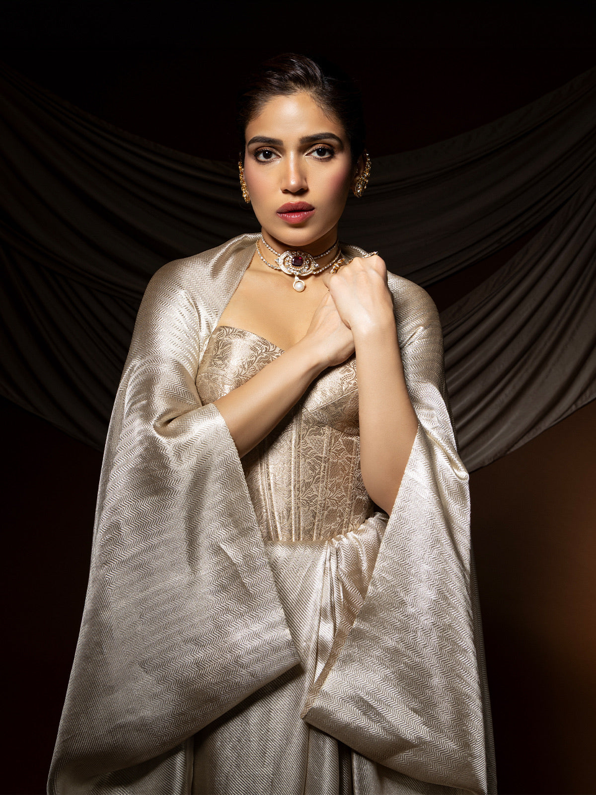 Handwoven Silver Kanjivaram Saree