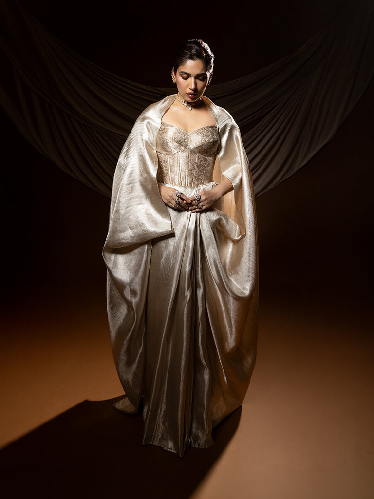 Handwoven Silver Kanjivaram Saree