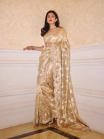 Handwoven Beige Tissue Saree