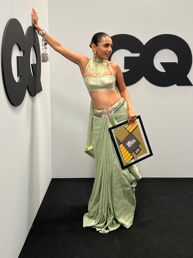 Handwoven Pistachio Green Silk Banarasi Saree
