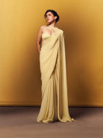 Butter Yellow Polka Dotted Saree