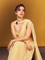 Butter Yellow Polka Dotted Saree