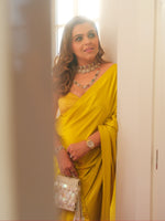 Handwoven Citrine Yellow Silk Sarees