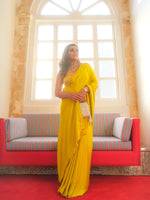 Handwoven Citrine Yellow Silk Sarees