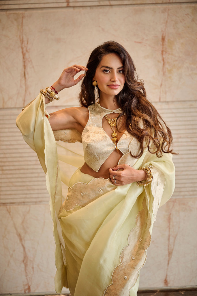 The Jane Saree In Pistachio