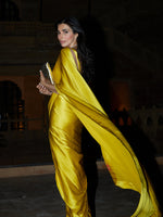 Nayanthara in Handwoven Citrine Yellow Silk Saree