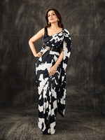 Black & White Cowhide Saree
