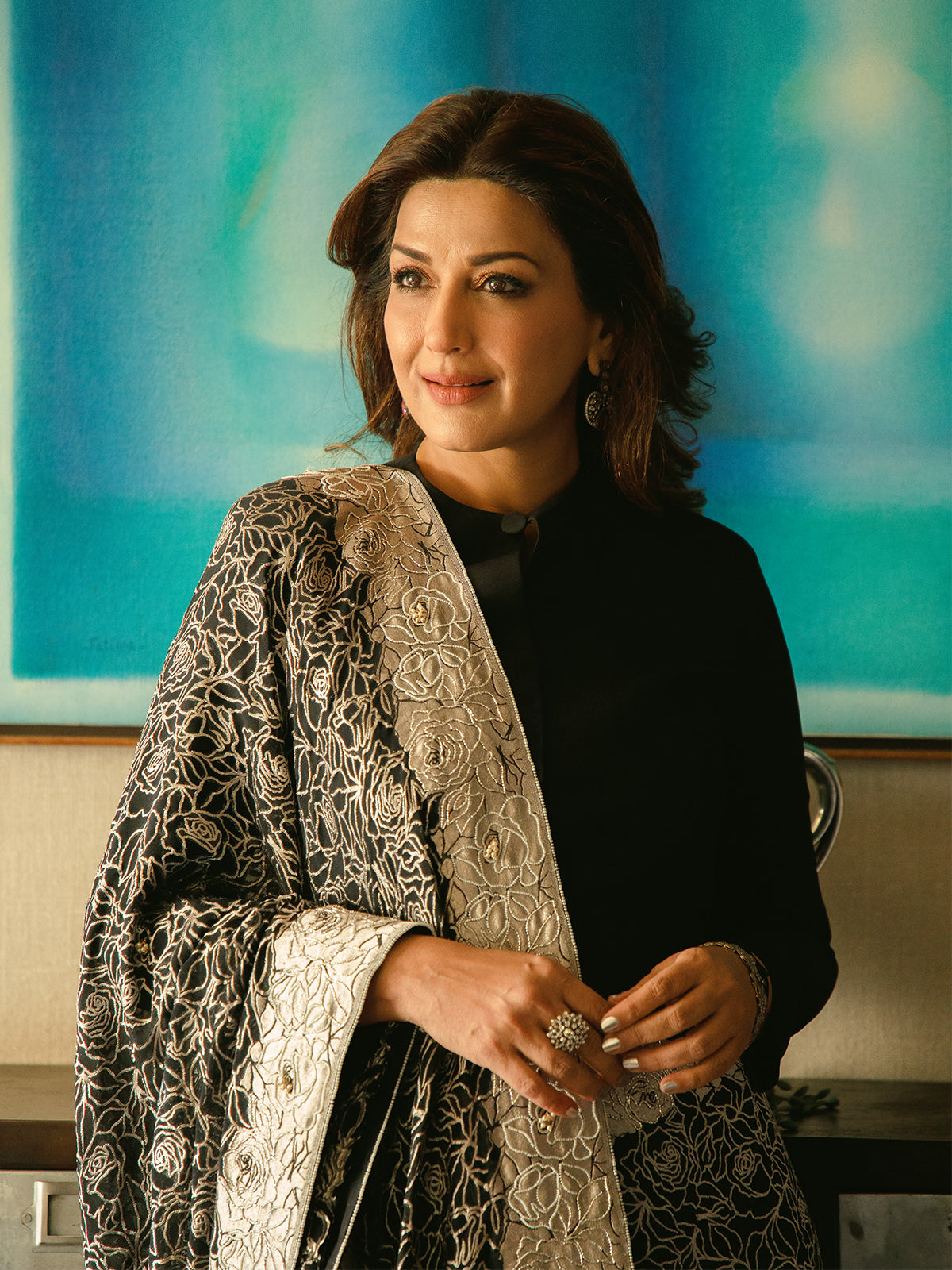 Handwoven Black Chiffon Embossed Saree