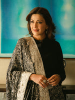 Handwoven Black Chiffon Embossed Saree