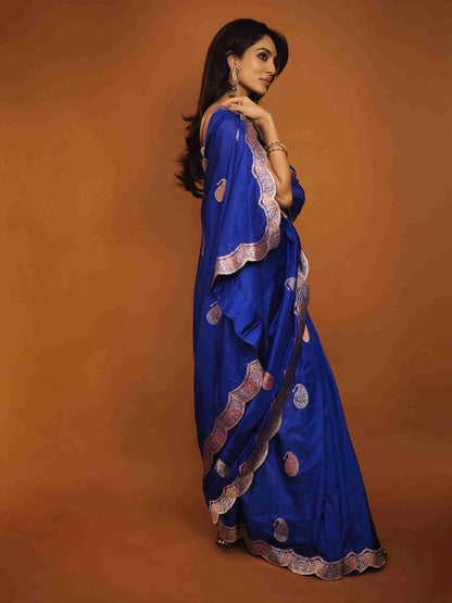Sobhita Dhulipala In Handwoven Blue Silk Saree