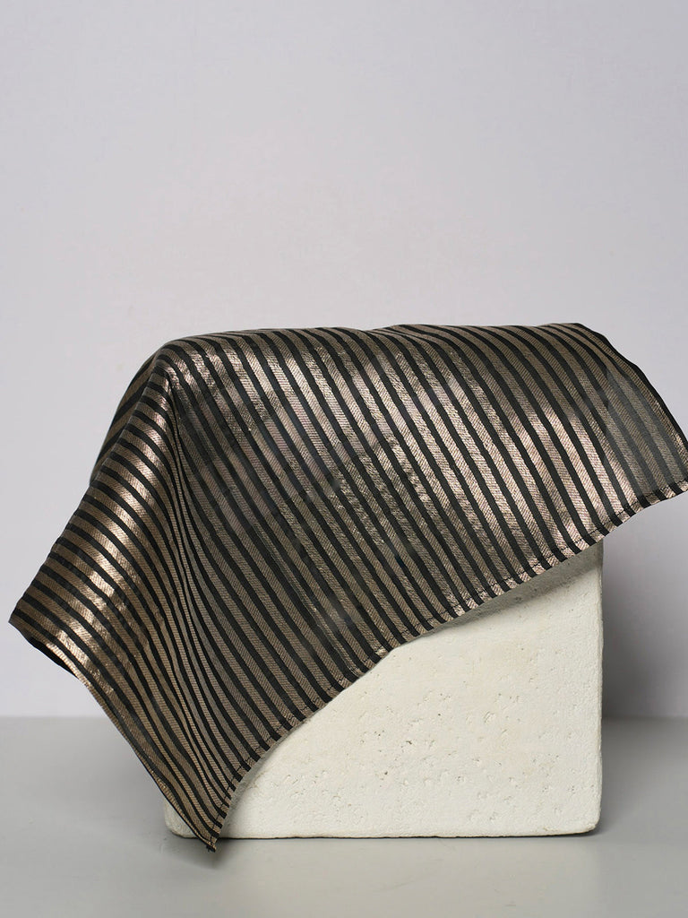 Handwoven Black Silk Pocket Square