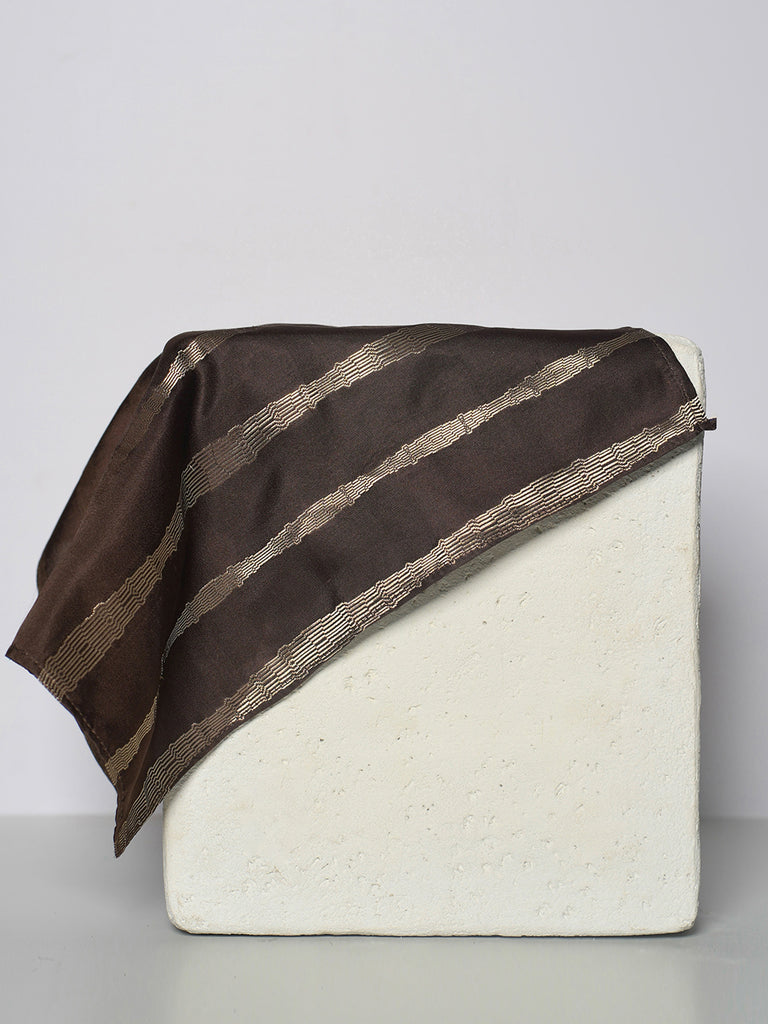 Handwoven Brown Silk Pocket Square
