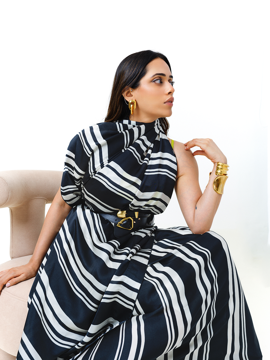 Black & White Striped Saree