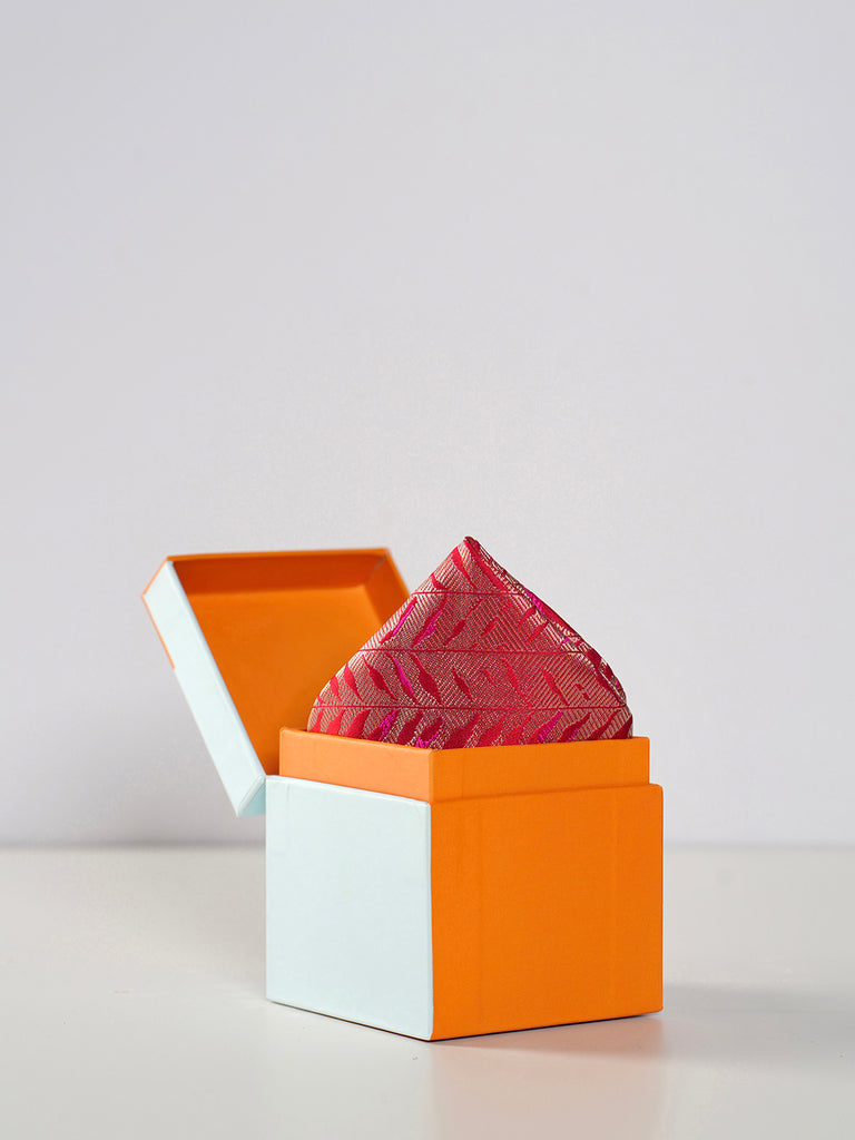 Handwoven Red Silk Pocket Square
