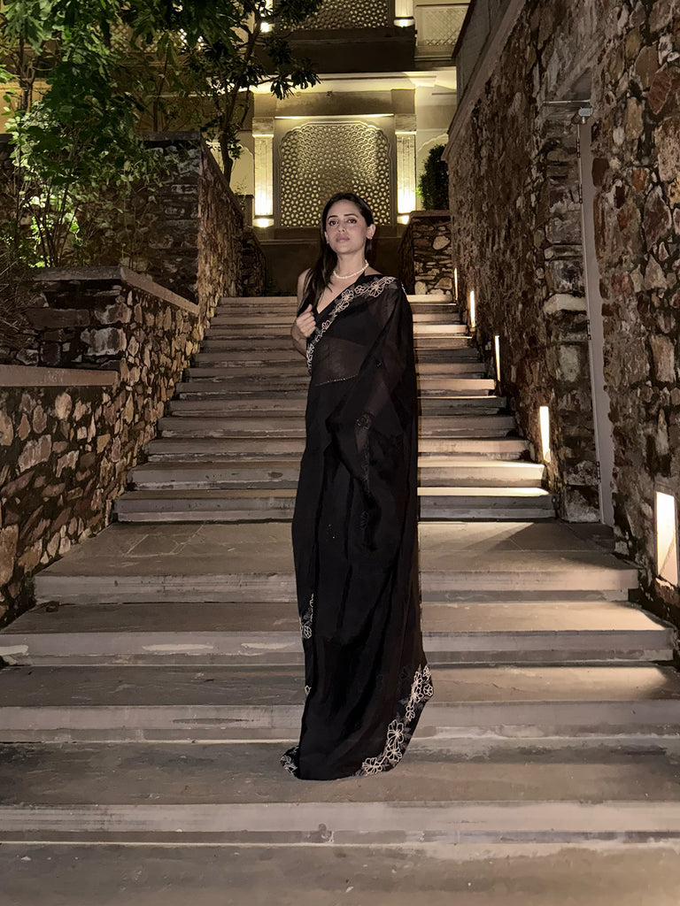The Luna Saree in Midnight Black