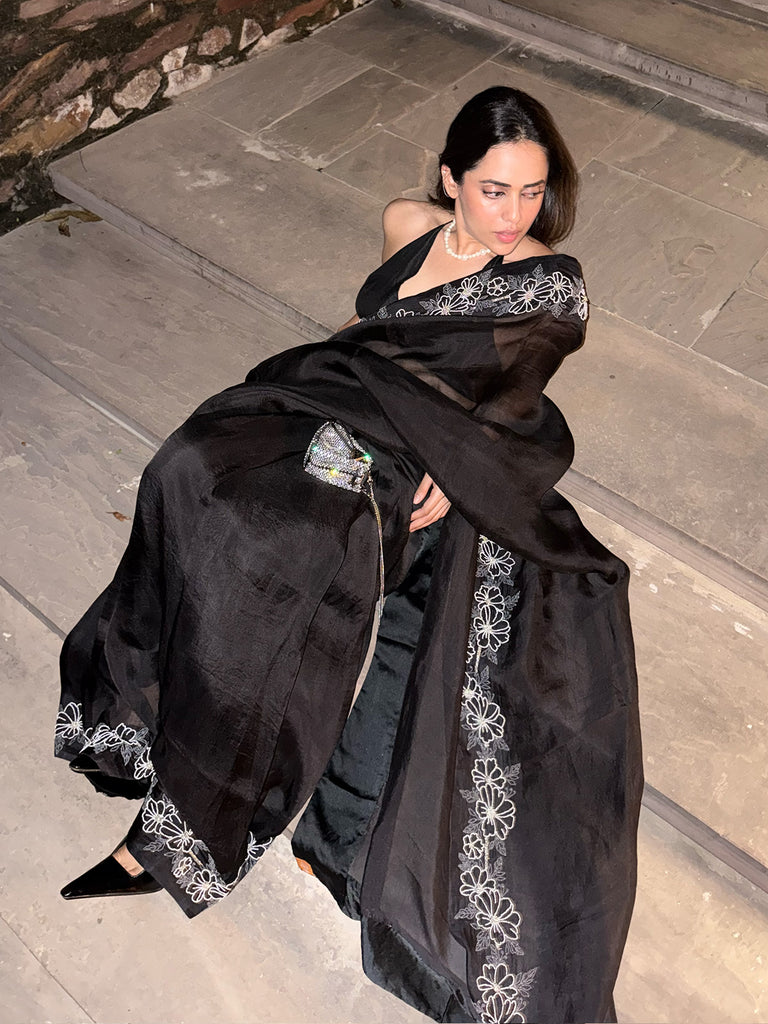 The Luna Saree in Midnight Black