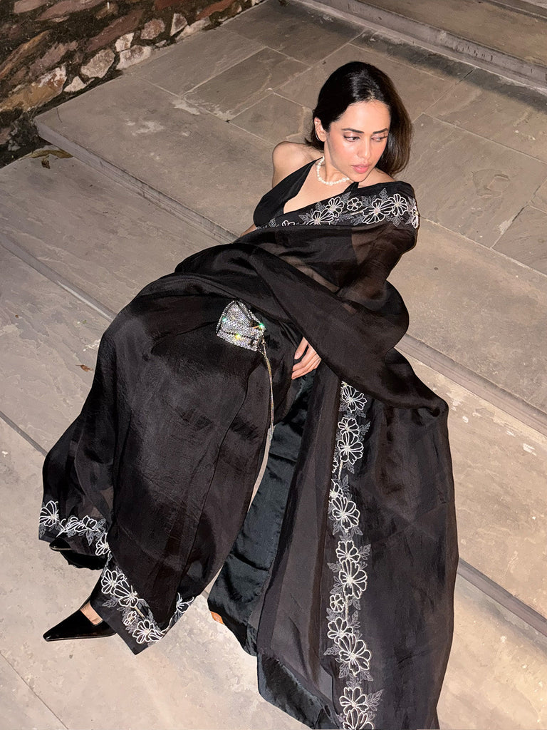 The Luna Saree in Midnight Black