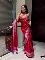 Handwoven Rose Red Silk Saree
