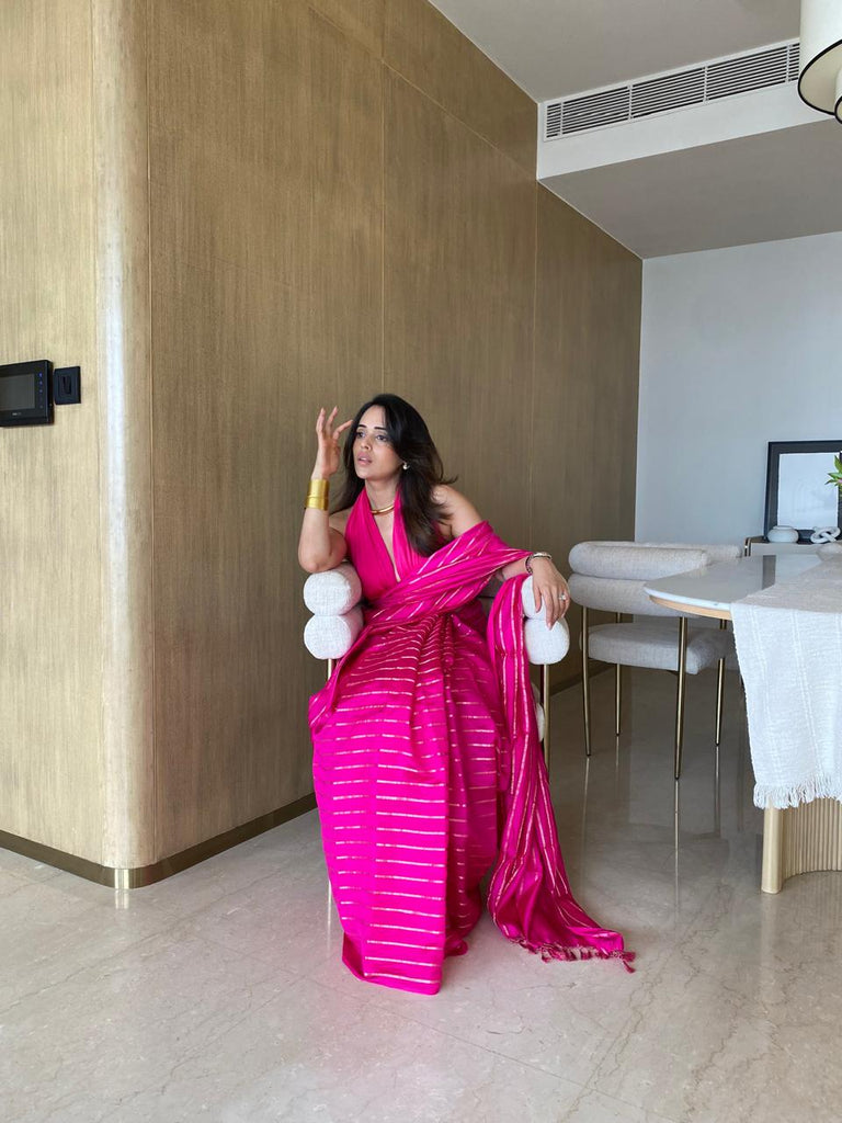 Handwoven Pink Silk Saree