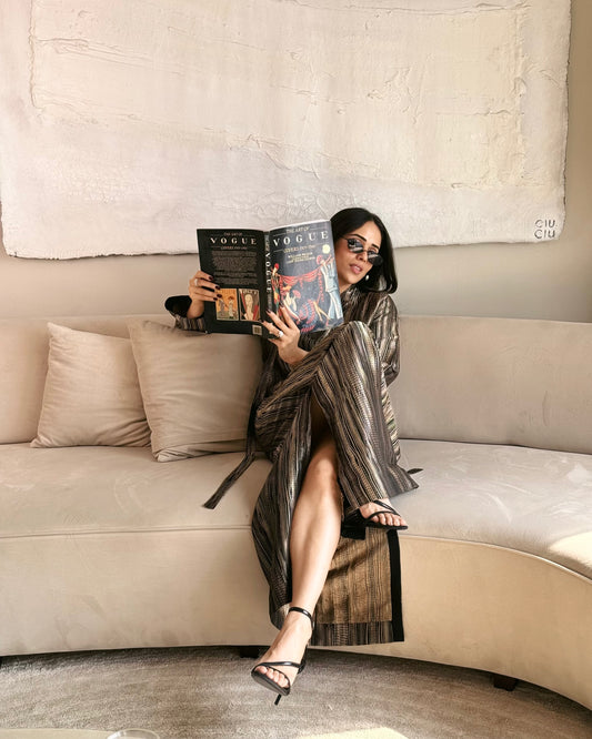 Handwoven Black Banarasi Kaftan