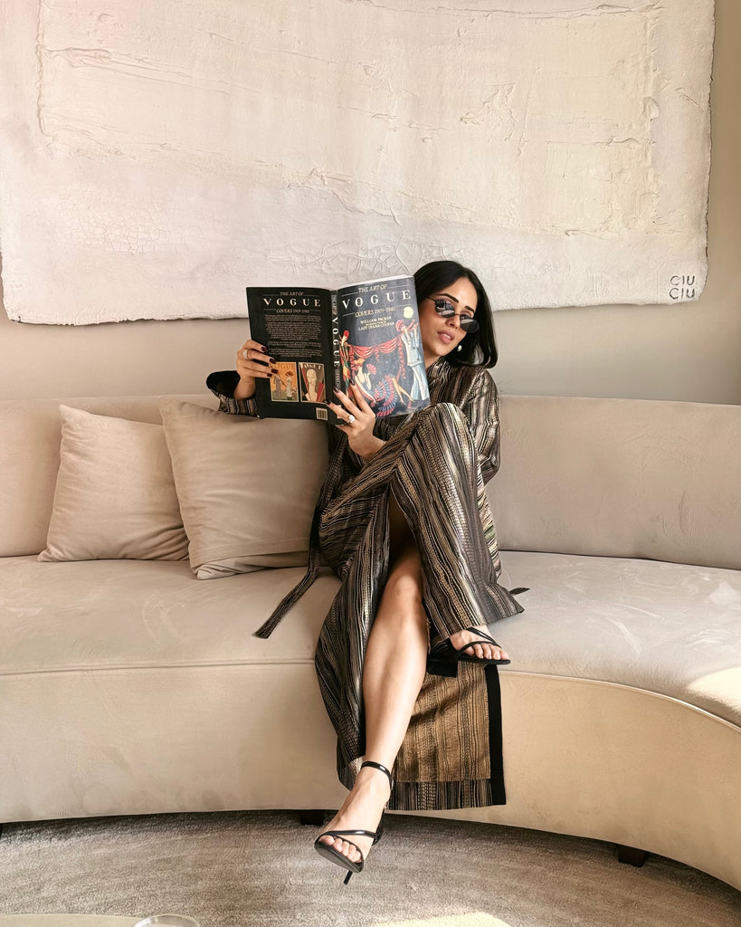 Handwoven Black Banarasi Kaftan