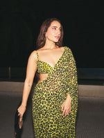 Green Leopard Print Saree