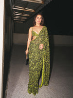 Green Leopard Print Saree