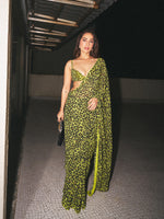 Green Leopard Print Saree