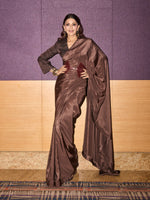 Handwoven Espresso Brown Silk Saree
