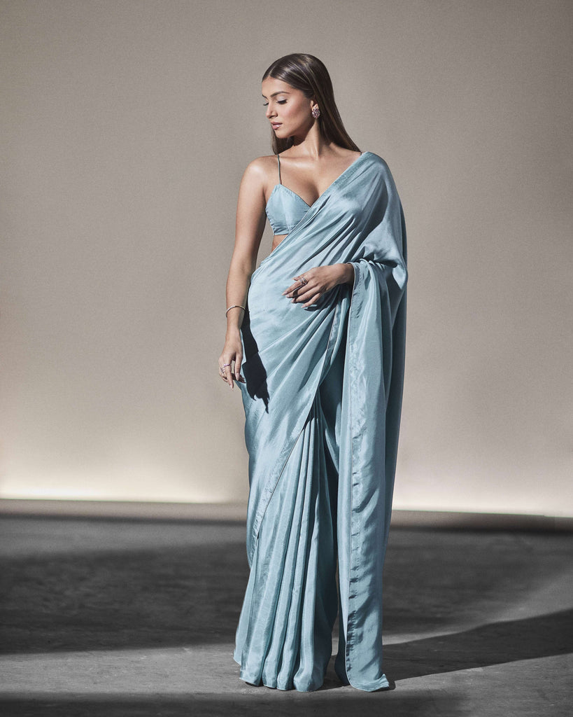 Handwoven Ice Blue Silk Saree