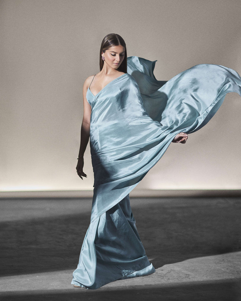 Handwoven Ice Blue Silk Saree