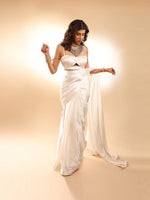 Handwoven Porcelain White Silk Saree