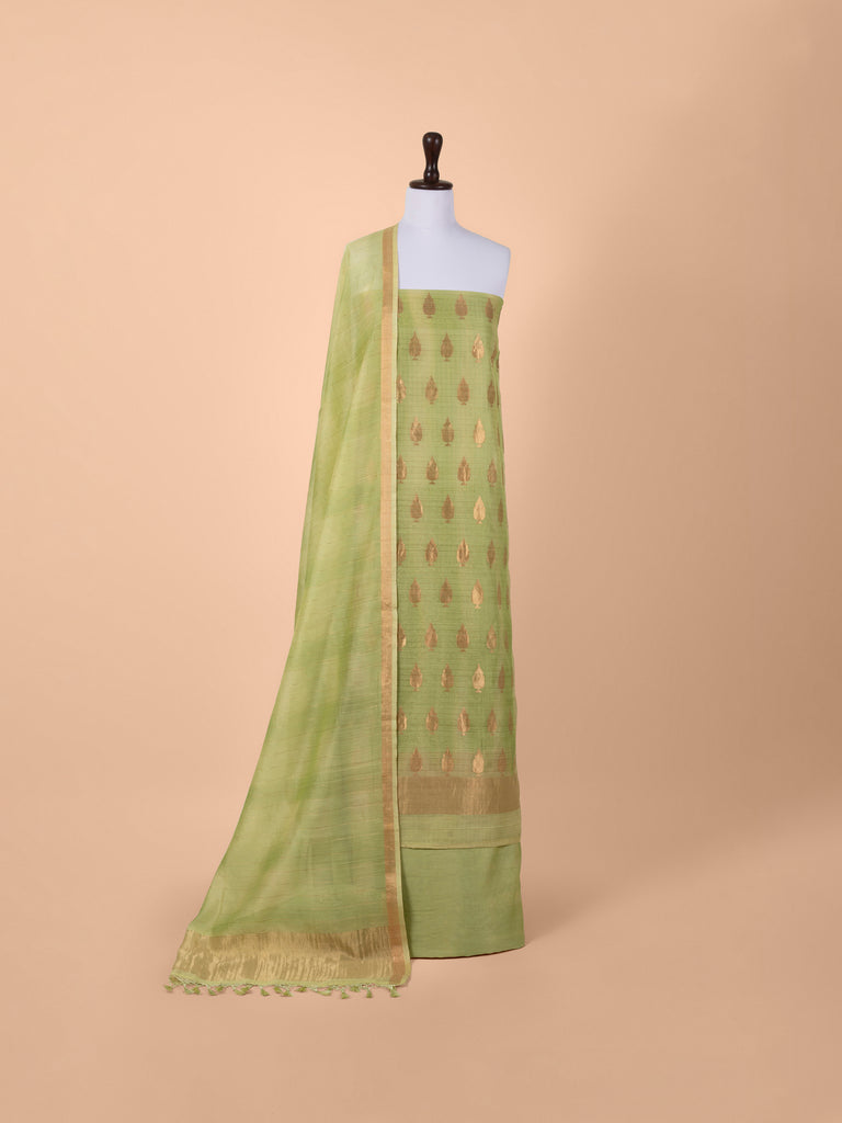 Handwoven Green Chanderi Suit Piece