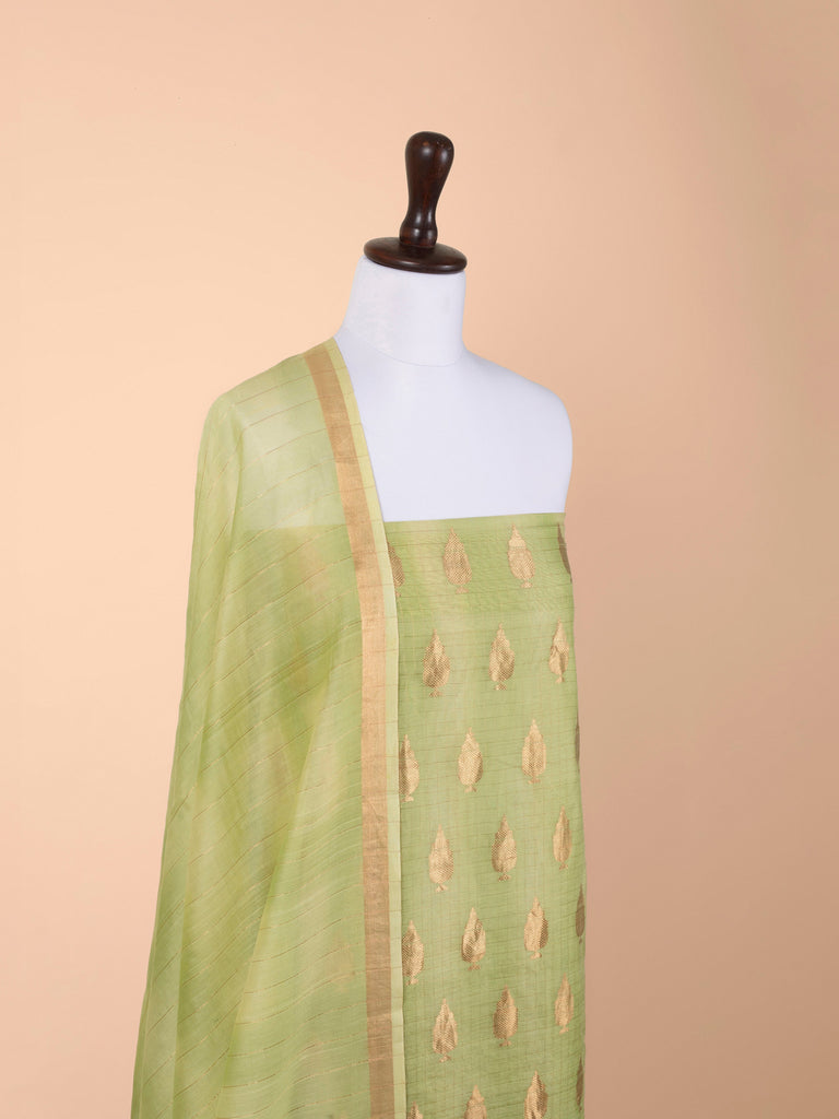 Handwoven Green Chanderi Suit Piece