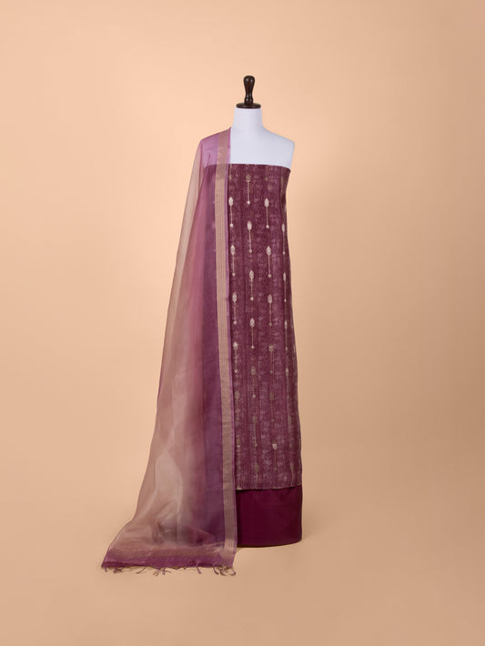 Handwoven Mauve Chanderi Suit Piece