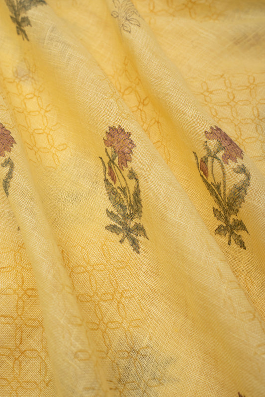 Handwoven Yellow Linen Fabric