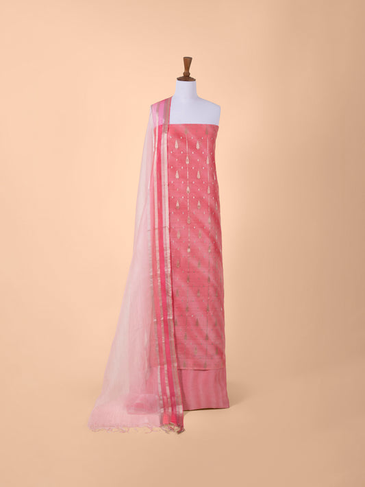 Handwoven Pink Chanderi  Suit Piece