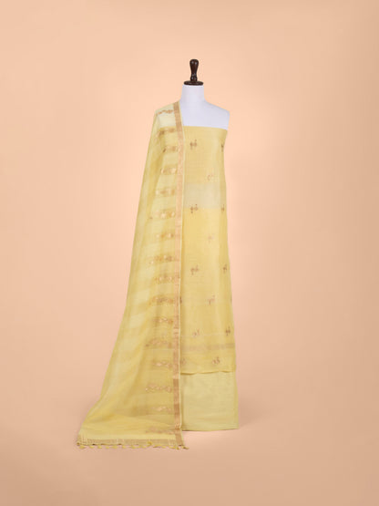 Handwoven Yellow Chanderi  Suit Piece