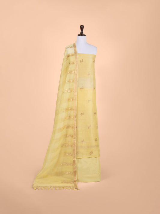 Handwoven Yellow Chanderi  Suit Piece