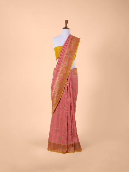 Handwoven Pink Tussar Saree