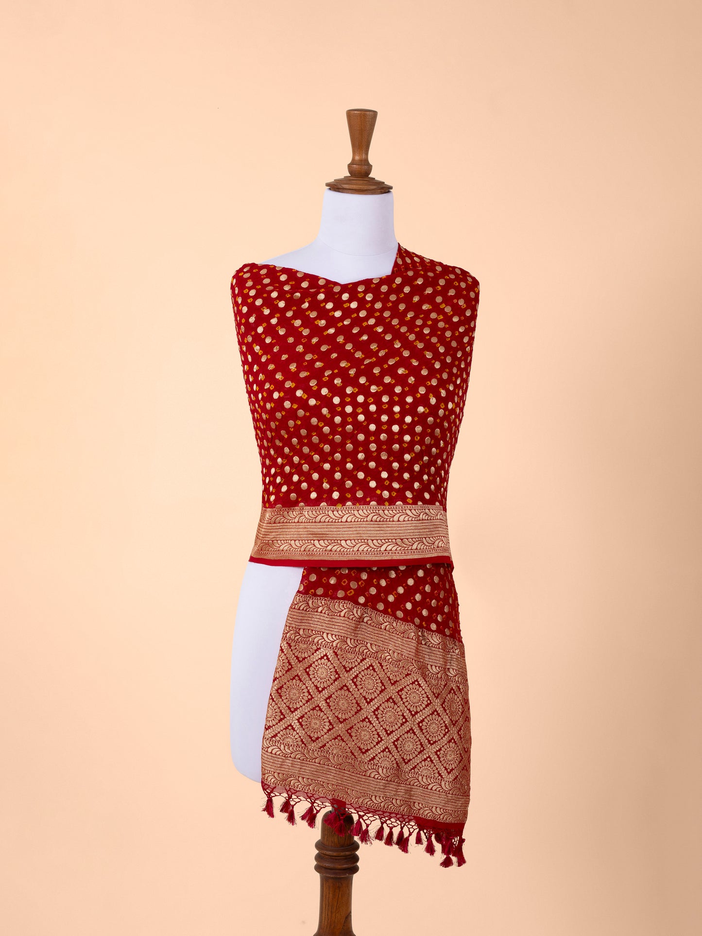 Handwoven Red Georgette Dupatta