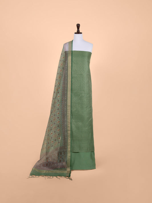 Handwoven Green Chanderi Suit Piece